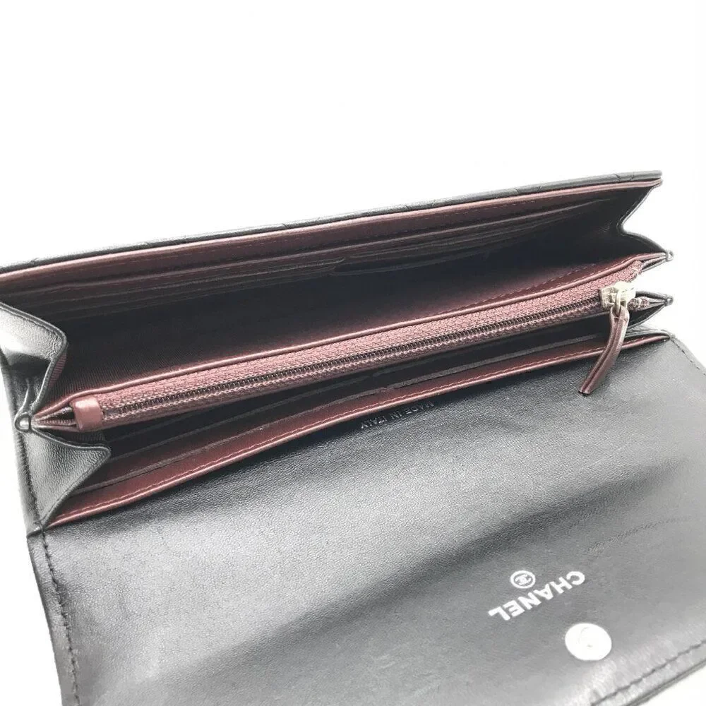 Chanel  Lambskin Quilted Long Flap Wallet Black with Silver Hardware - Picture 4 of 12